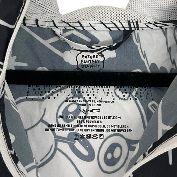 Future Fantasy Delight Black and White Windbreaker Hoodie Quarter Zip - Picture 7 of 7
